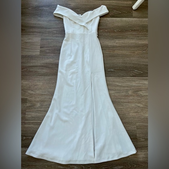 Lulus Song of Love white off the shoulder dress - Picture 4 of 9